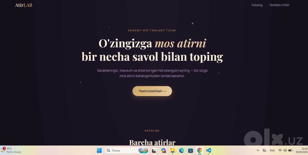 лендинг и сайт-визитка  HTML CSS JS React