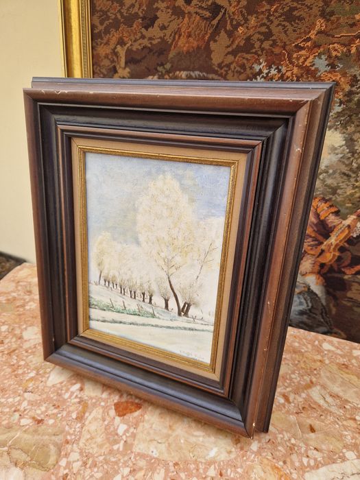 Много добра антикварна френска картина масло върху платно