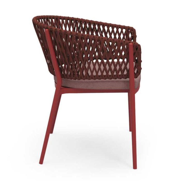 Трапезен стол Camellia, Червен, Кремав, Сив, Текстил, 77.5х78.5х76см.