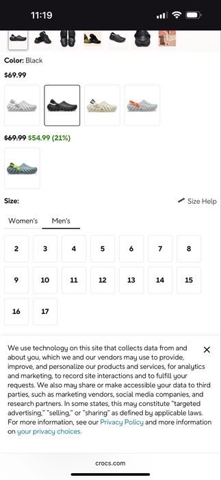 Crocs Echo серые, размер 42/43 — новые!