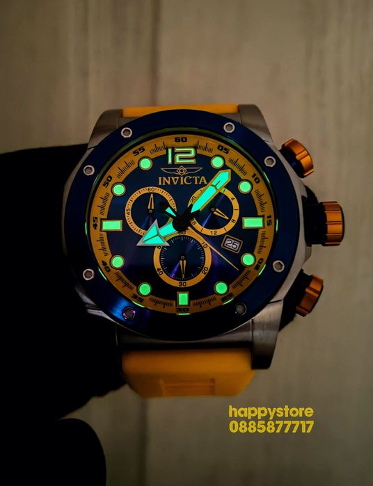 часовник INVICTA Sea Hunter Yellow 54 mm, Инвикта нов ръчен часовник