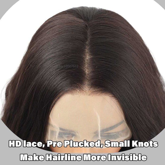 13×4 лейс перука - 75 см едри вълни, тъмно кафява, премиум синтетика