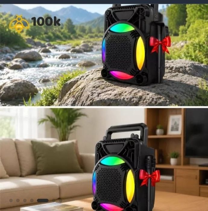 Bluetooth, mikrofon va LED yoritgichli ZQS1367 simsiz karaoke kolonka