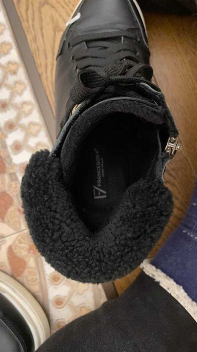 Зимние ботинки, мех, платформа, чёрные