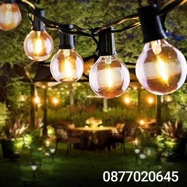 Външни декоративни лампички 10м, G40, за балкон, градина