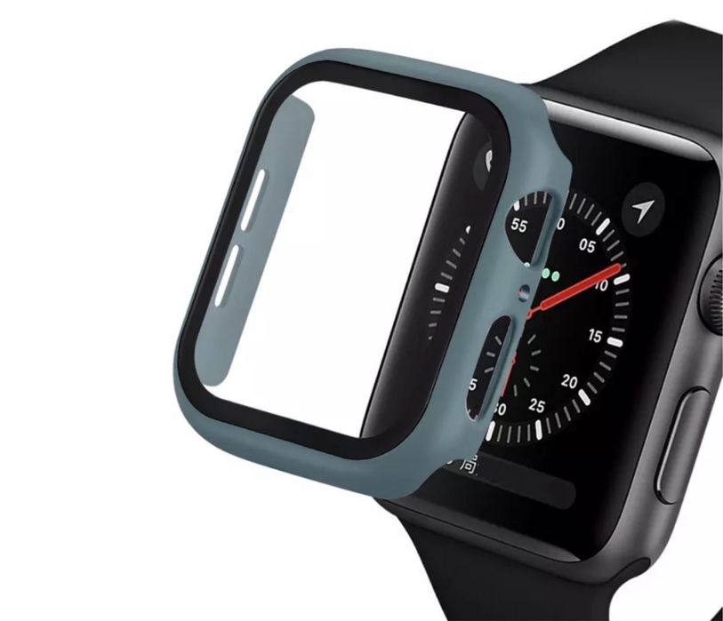 Husa / Carcasa Margine Silicon Geam Plastic Pentru Ceas Apple Watch