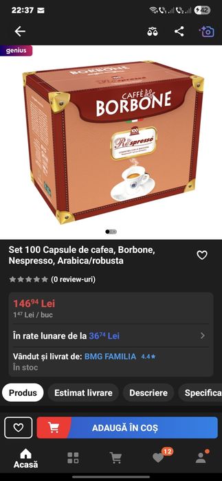 Capsule cafea Borbone pt aparat nespressso