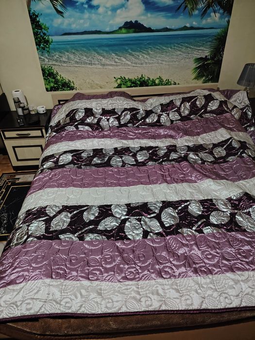 Cuvertură elegantă mov + 2 fețe pernă 70x70, 200x230