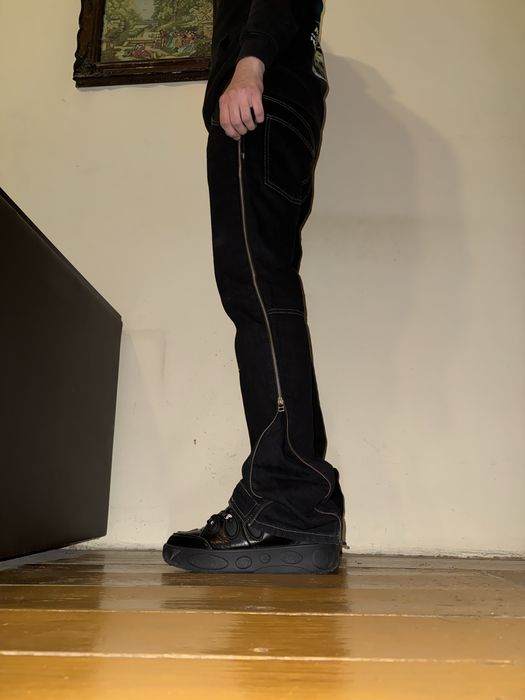 Blugi flared stil Rick Owens Banana zara zip opium y2k streetwear