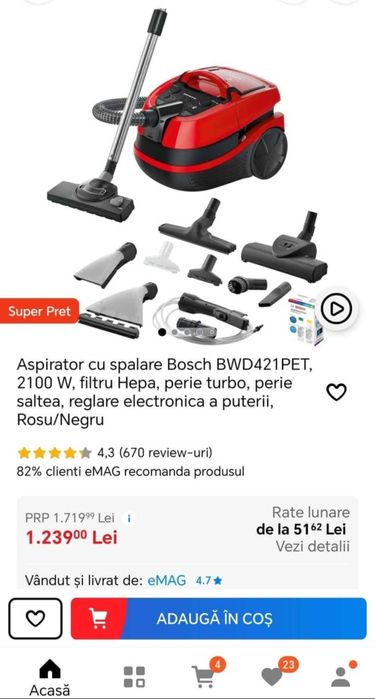 Aspirator cu spălare Bosch