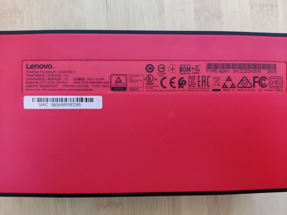 Dock lenovo thinkpad thunderbolt 3 dock gen2 model DK1841 4k type 40AN