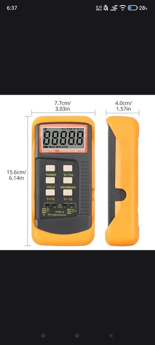 Многофункциональный термометр с термопарой K типа