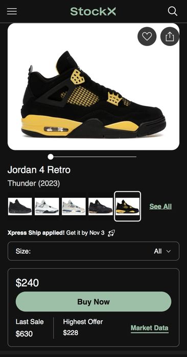 Jordan 4 Thunder