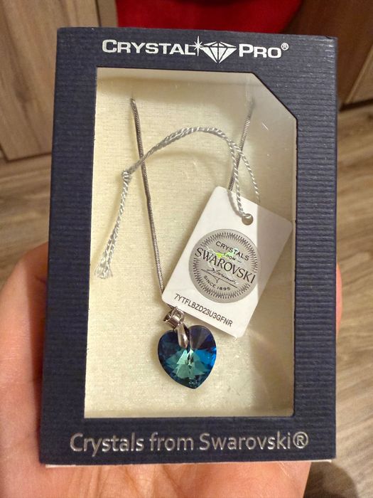Колие Swarovski сърце, син цвят