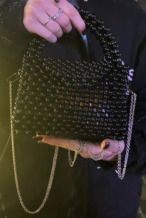 Сумка из бисера ручной работы (Черная)