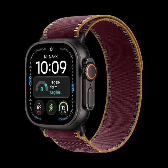 Apple Watch Ultra 4 49mm Black Titanium Case с Burgundy Trail Loop M/L