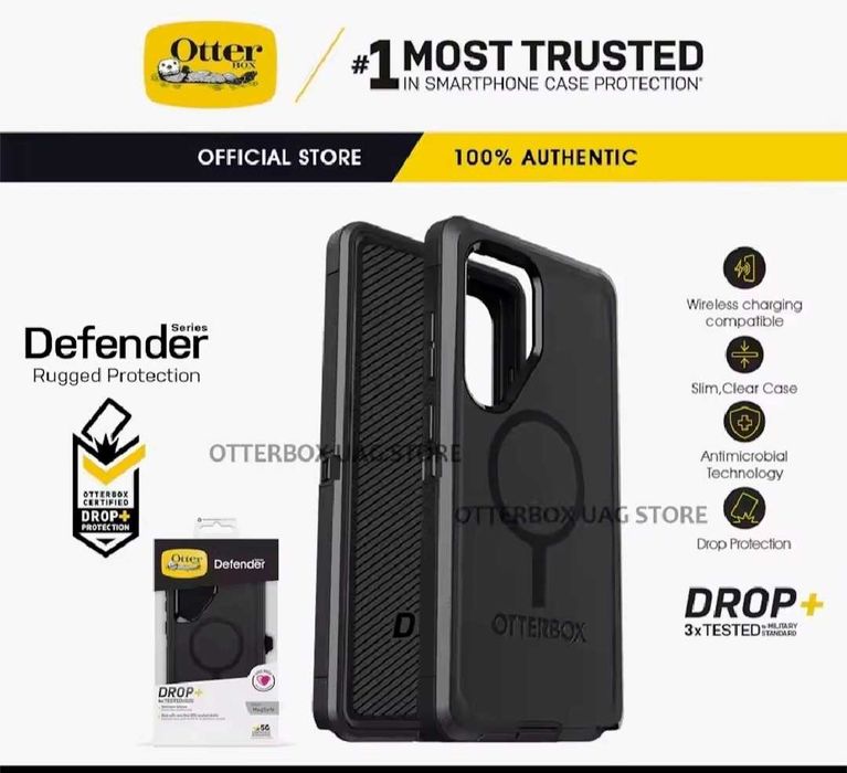 Оригинален удароустойчив каучуков  калъф Otterbox за Samsung S25 ULTRA черен