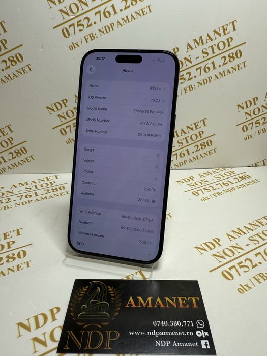 NDP Amanet Braila Iphone 16 Pro Max (256gb)
