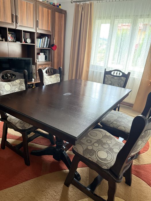 Set masa lemn masiv + 6 scaune