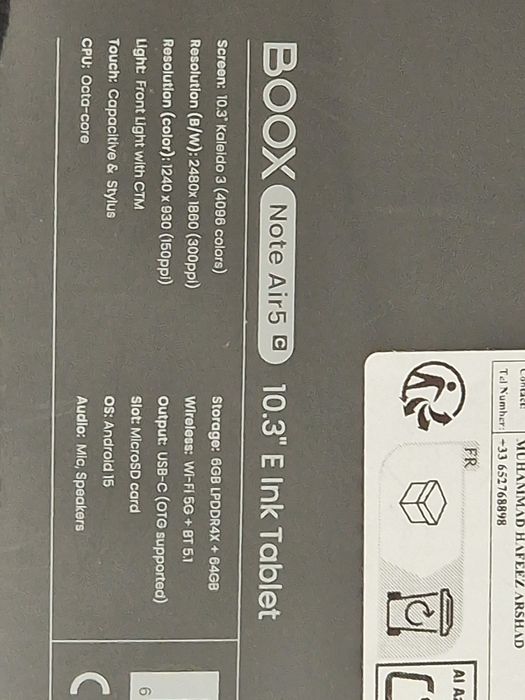 BOOX Tabletă E-ink Air 5 Color 10.3 Inch Octa-core