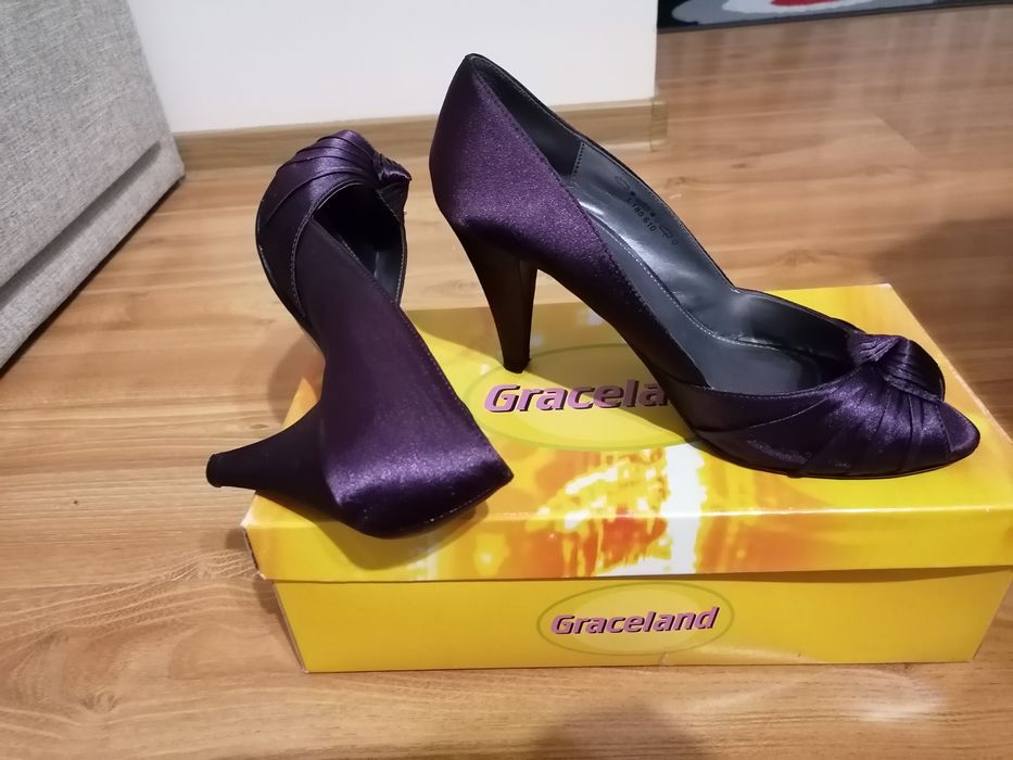Pantofi dama cu vârf decupat, satin mărimea 38