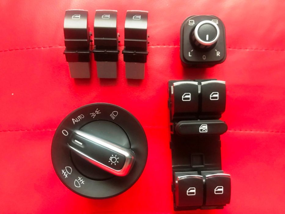 Set butoane geamuri +Bloc Lumini Crom VW Golf 6 Passat B6 Touran Jetta
