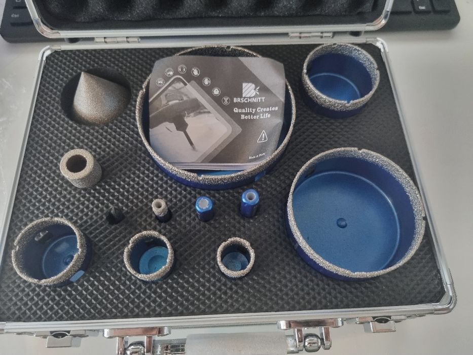 Set burghie si carote diamantate pentru gresie / porțelan / ceramică – 12 piese