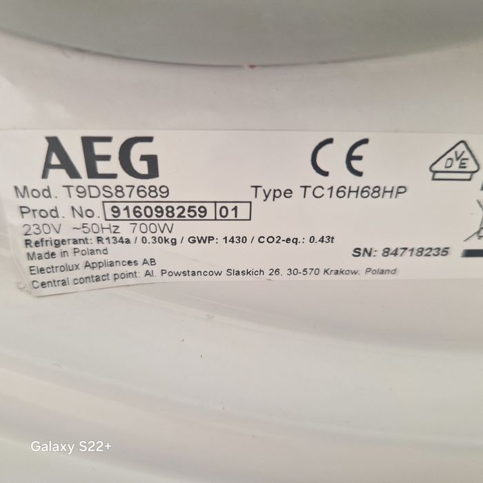 Кондензна сушилня с термопомпа 9кг.А+++ AEG Series9000