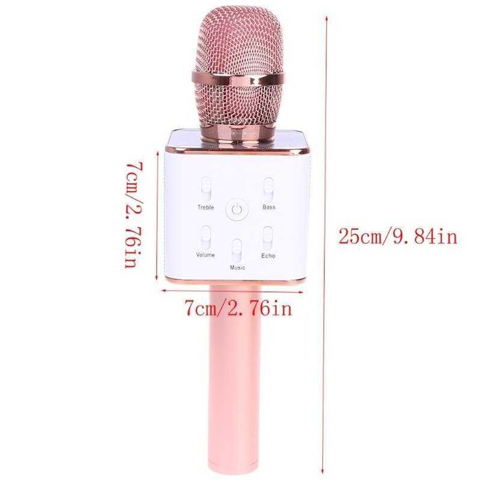 Караоке МИКРОФОН+колона, безжичен с блутут LED светлини и USB Флашка