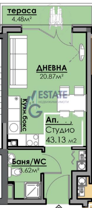 Едностаен апартамент в кв.Азимут, гр. Бургас