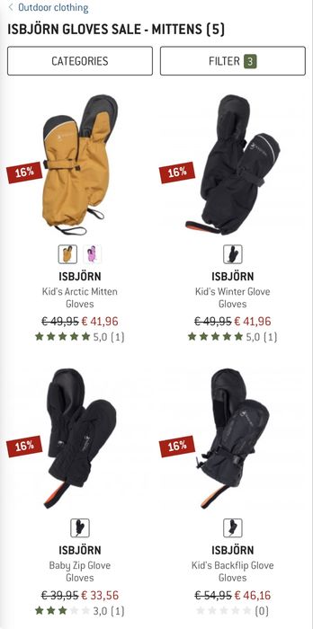 Детски ски , сноуборд ръкавици ISBJORN . 9-10г