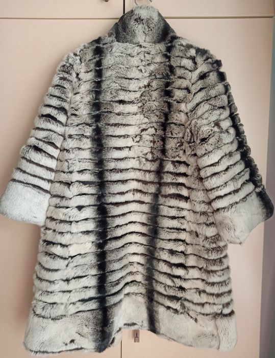 Haină de blană naturală de iepure rex chinchilla