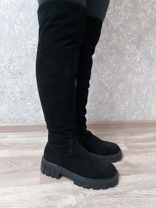 Сапоги зимние замшевые