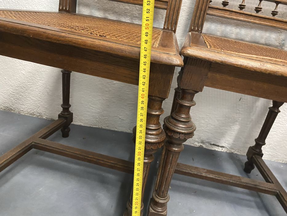 Френски дъбови столове със седалки от ратан