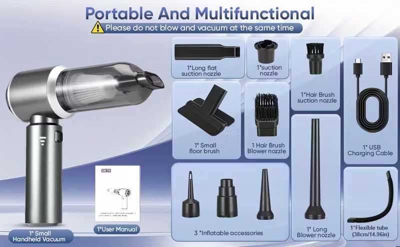 Мощна прахосмукачка QILIEASY,100W,20000Pa, 6000mAh,мокро, сухо чистeне