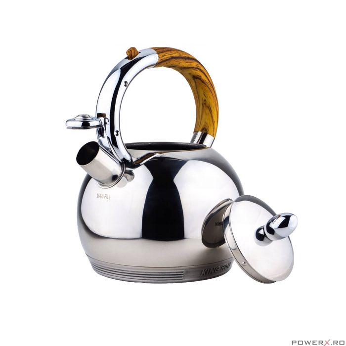 Ceainic argintiu, fierbator traditional, inox, capacitate 3 litri,