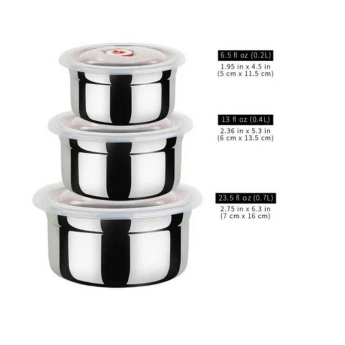 Комплект от 3бр кутии за съхранение от неръждаема стомана