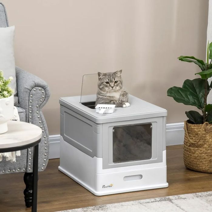 PawHut Котешка тоалетна с дъно и лъжичка, пластмаса