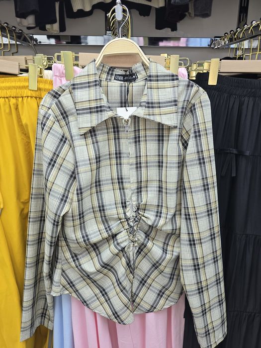 Рубашка Zara из хлопка и льна