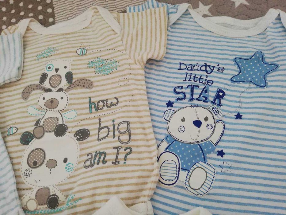 Лот бебешки бодита с къс ръкав 56 см. 8 части с подарък