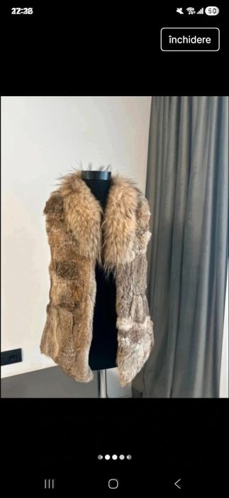 Vesta blana naturala cu buzunare