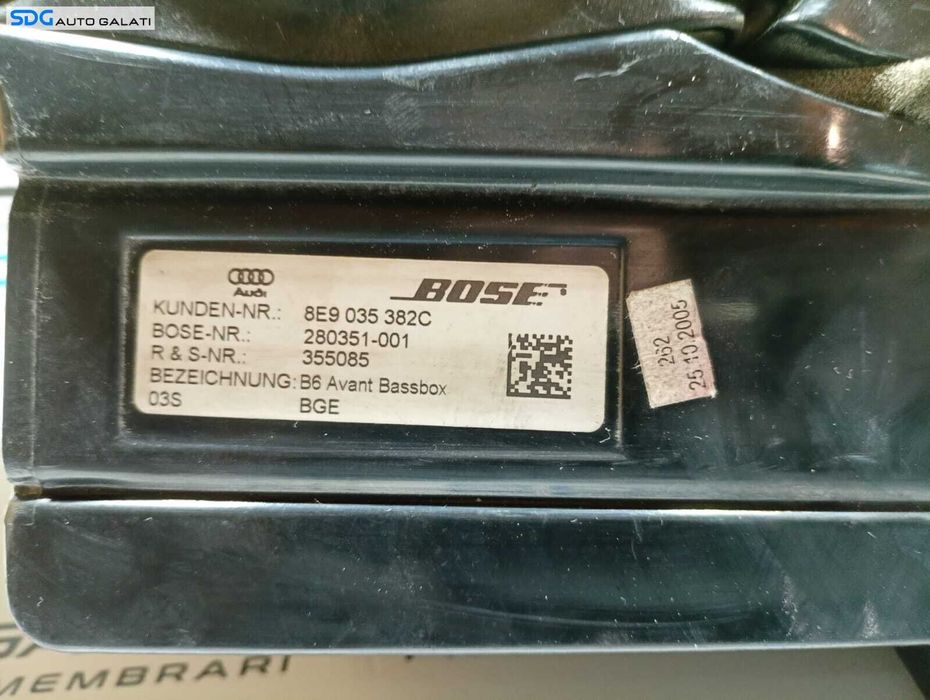 Boxa Difuzor Subwoofer Bose Audi A4 B7 Avant Break 2005 - 2008 Cod 8E9035382C 280351-001 [M4506]