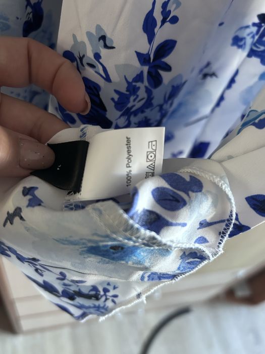 Рокля в бяло и синьо ХЛ