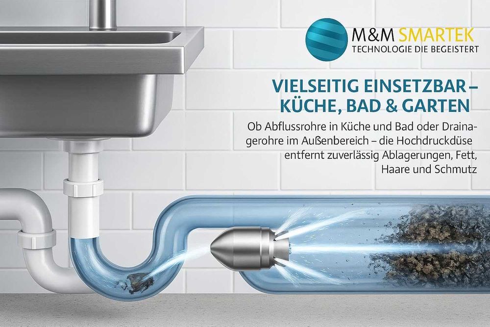 метална дюза за отпушване на канали, тръби, 1/2 и 3/4 маркуч, Германия