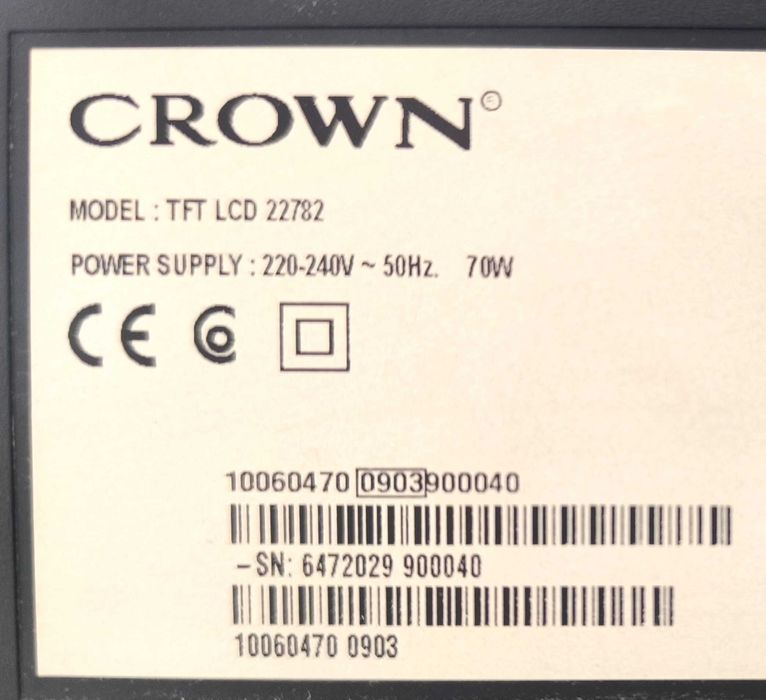 Телевизор Crown TFT LCD 22782- 22 инча