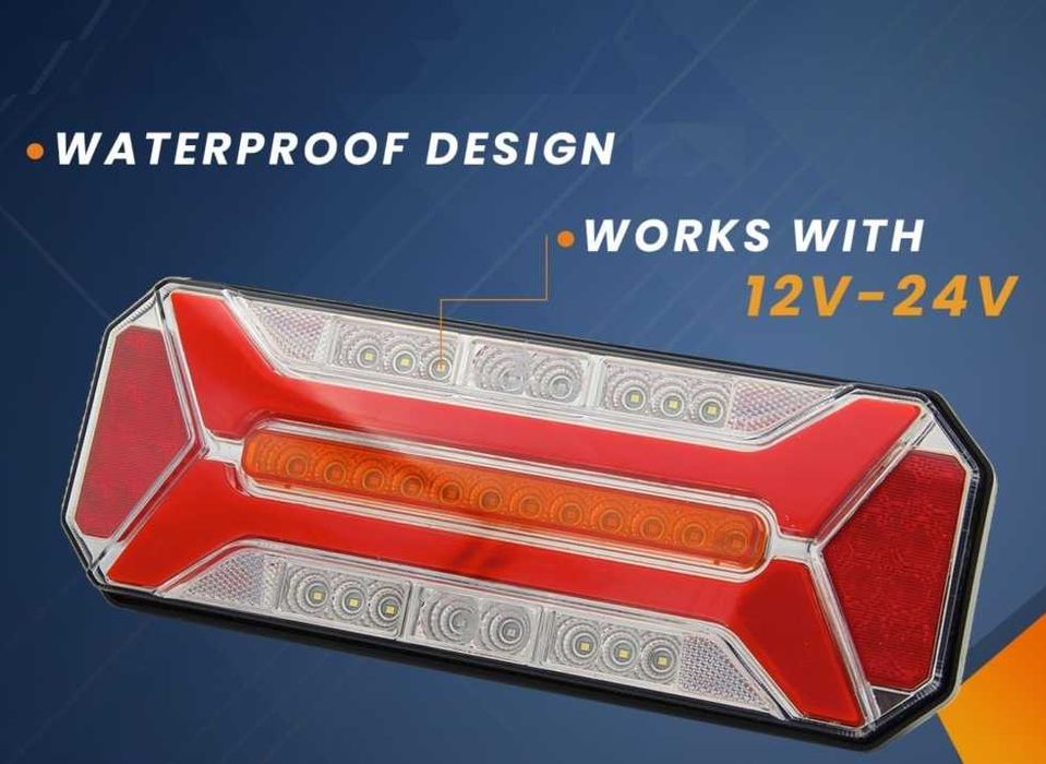 Комплект 2 броя LED неонови стопове 5 функции с динамичен мигач 12-24V