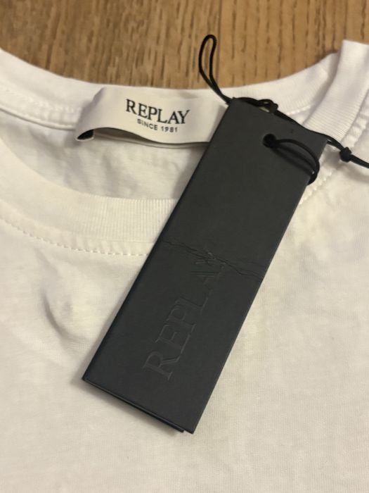Бяла тениска Replay, С размер,  с етикет