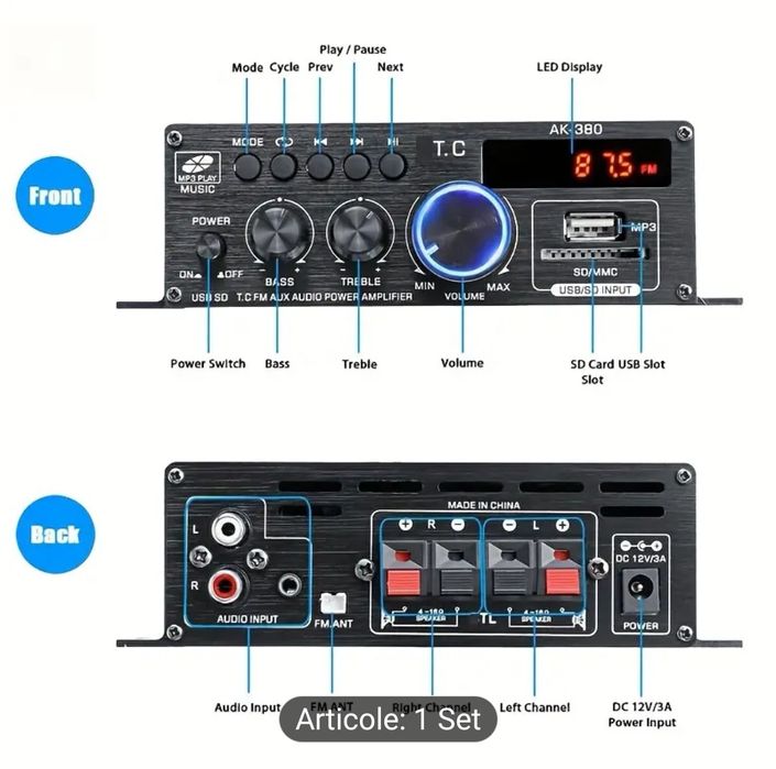 Mini amplificator + boxa Philips