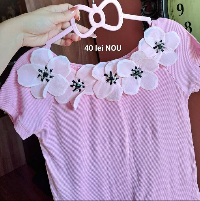 Bluza dama roz cu floricele bluza nepurtata