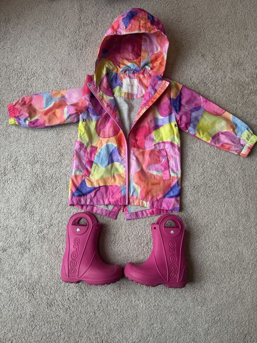 Комплект за дъжд - яке 92-98 Next, гумени ботуши Crocs 9 (25-26)